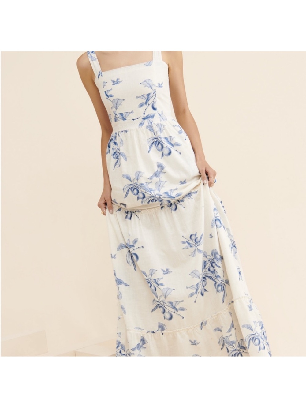 Agua Bendita for Anthropologie Celestine Blue Floral Maxi Dress